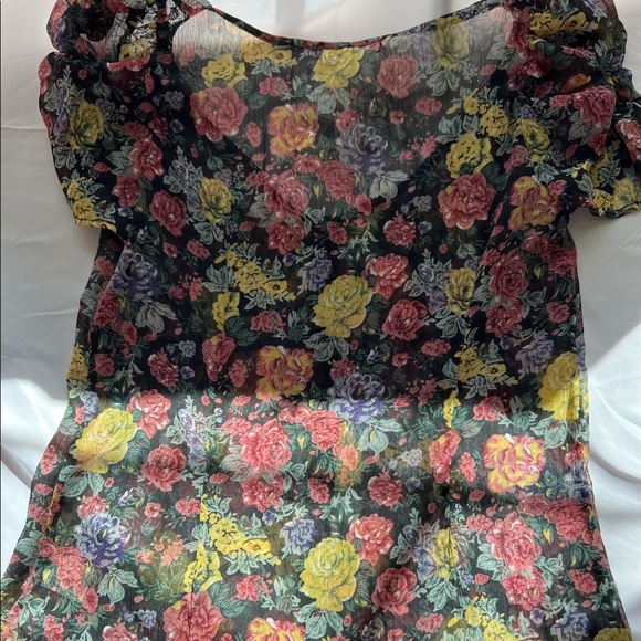 Nordstrom - Love, Fire Brand | Small floral black, green, pink, yellow Top - Picture 6 of 7